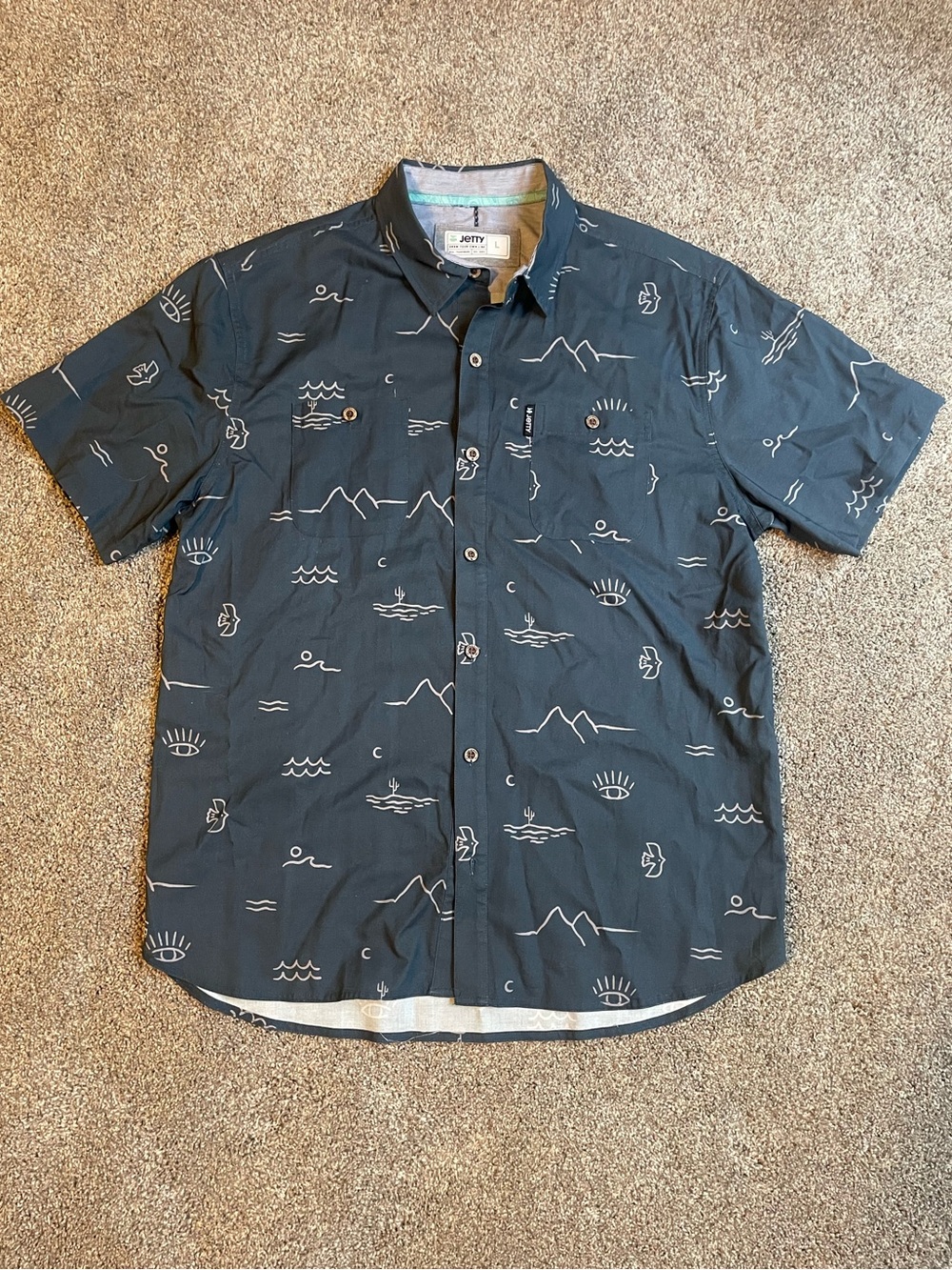 Jetty Men's Seabrite Button Down Short Sleeve Shirt Size Large